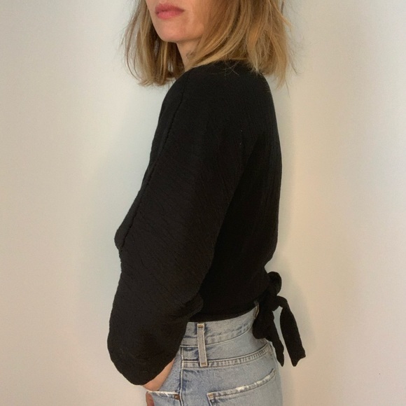 Vintage Black Gauze Wrap Boho Top - Picture 4 of 14